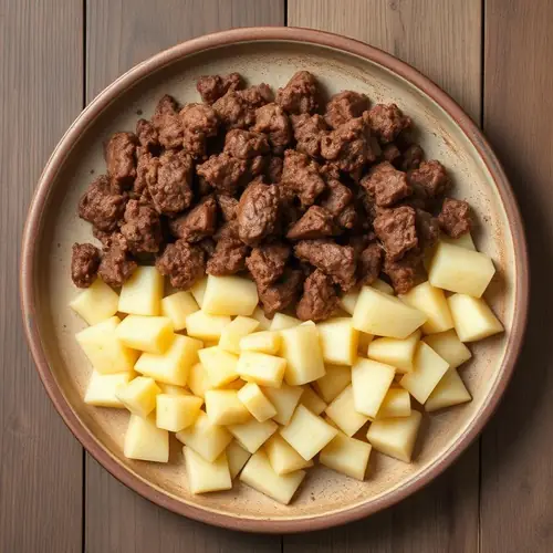 Carne moída com mandioca