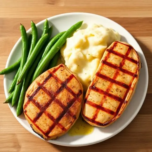 Frango grelhado com purê de batata